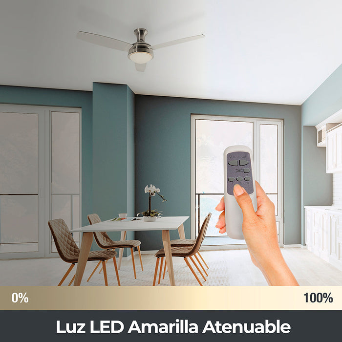 Ventilador LED De 52" 3 Aspas Con Control Remoto
