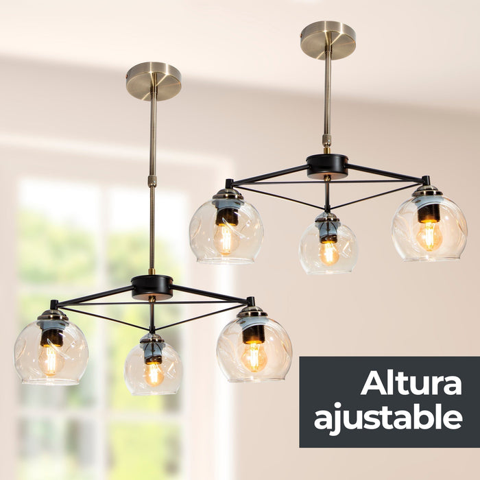 Lámpara Colgante Negro Cobre E27 40W 3 Luces