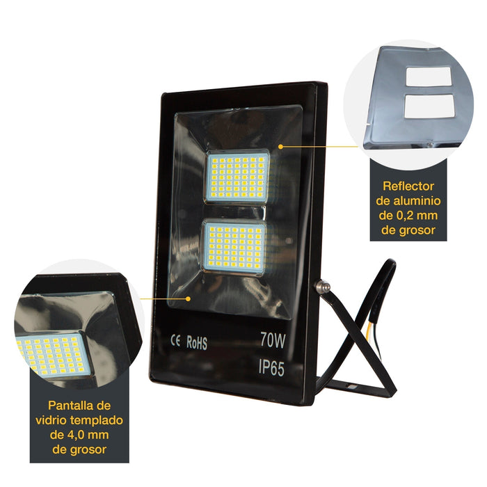 Lámpara Reflectora LED Exterior Arquitectonico 70w Luz Calida 6000k