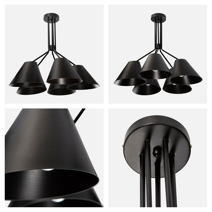 Lámpara Colgante Dark Decor Negro E27 60w 5 Luces