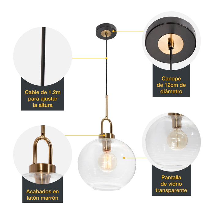 Lámpara Colgante Opulent Lights Bronce Antiguo E27 60w 1 Luz