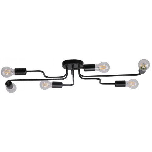 Lámpara Techo Negro 6L E27 60W