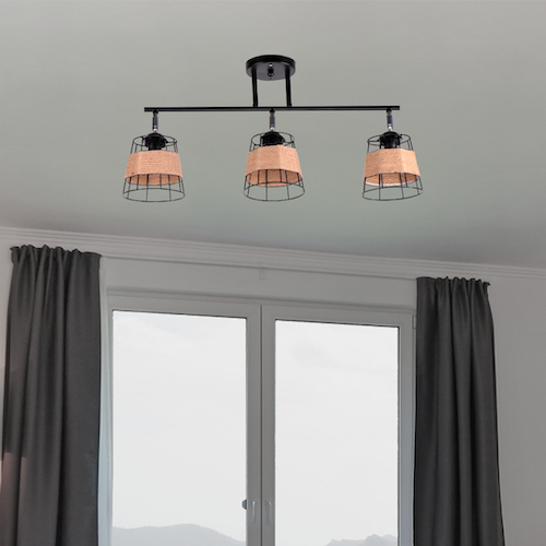 Lámpara Techo Negro 3L E27 40W