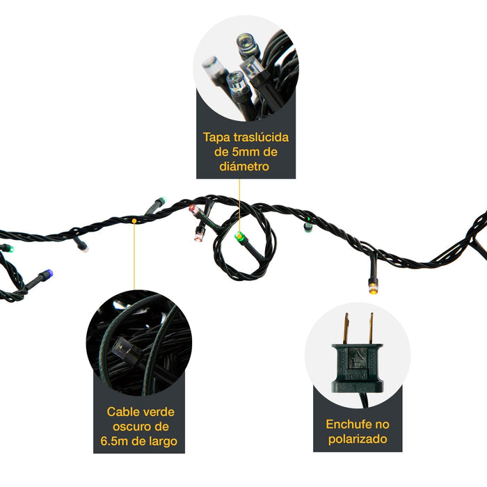 Tira navideña LED Luces de colores 120V 2w