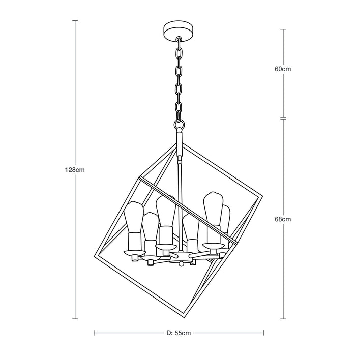 Lámpara Colgante Vintage Candil Negro 60w E27 6 Luces