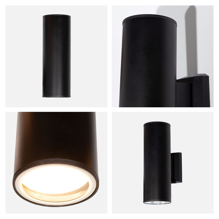 Aplique pared exterior, IP44, acabado negro, 2 luces E27, 10W