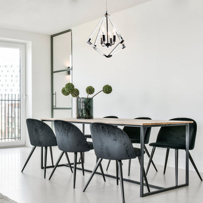 Lámpara Colgante Rústico Plata Cromo E12 40W 4 Luces