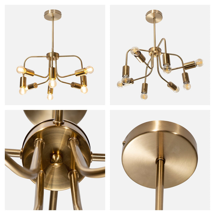Lámpara Colgante Sputnik Latón G100 E27 40w 8 Luces