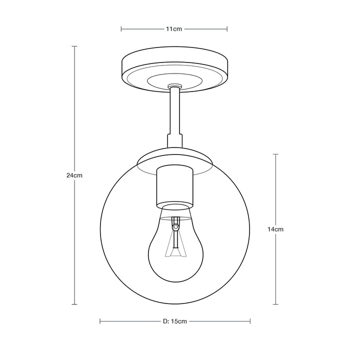 Lámpara de Techo Ahumado 1 Luz  E27 60w