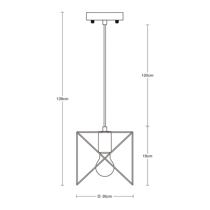 Lámpara Colgante Negro Mate 1 Luz  E27 60w