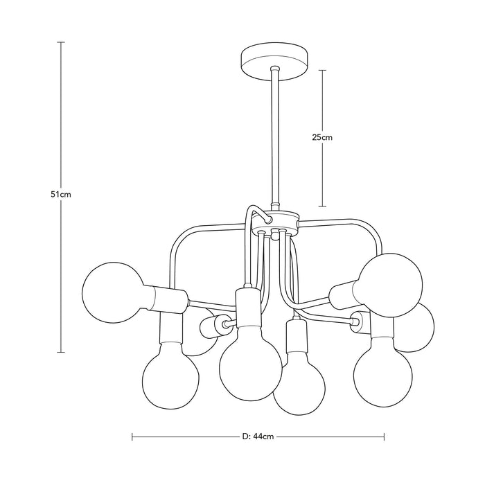 Lámpara Colgante Sputnik Latón G100 E27 40w 8 Luces