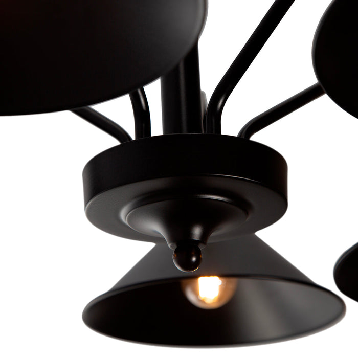 Lámpara Colgante Vintage E26 60w Negro Mate 5 Luces