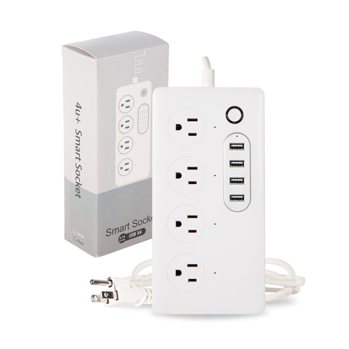 Barra multicontacto inteligente con 4 enchufes de electricidad y 4 USB