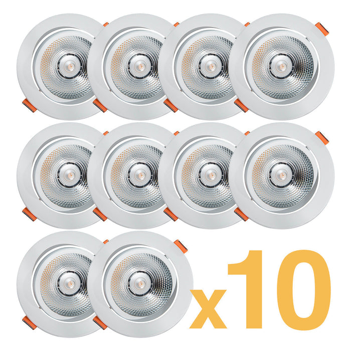 Kit 10 Spots Base Empotrable Blanco Aluminio 12w Led