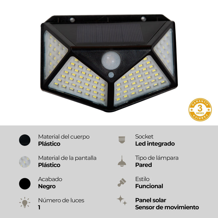 Lámpara Solar Jardín Sensor Exterior 2 Piezas Y 3 Modos