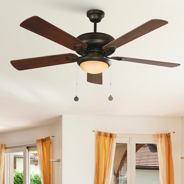 Ventilador Techo 52" Bronce 5 Aspas Reversibes 60W 3 Velocidades