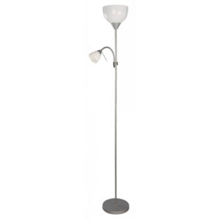 Lampara de piso gris 2 Luces E27 60w y E14 40w