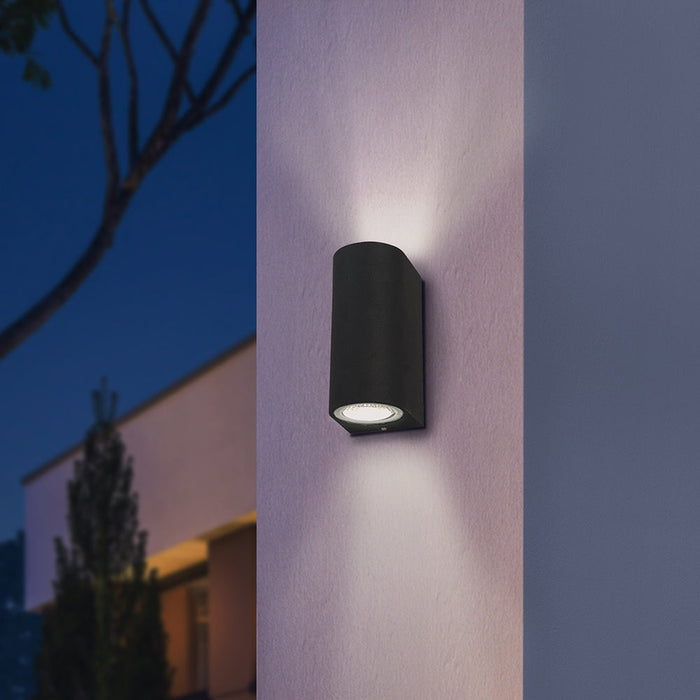 Aplique Pared Exteriores Cilíndrico Negro 3e Led Integrado 2