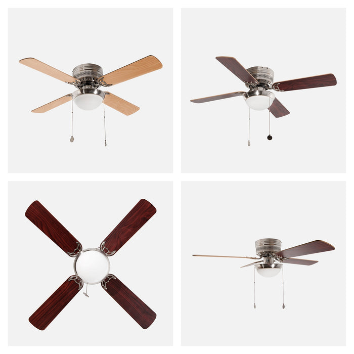 Ventilador De Techo 42" 4 Aspas 1L E27 Con Control De Cadena.