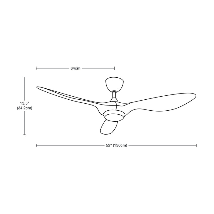 Ventilador de techo con luz LED, 52" acabado negro, con control remote, 3 aspas