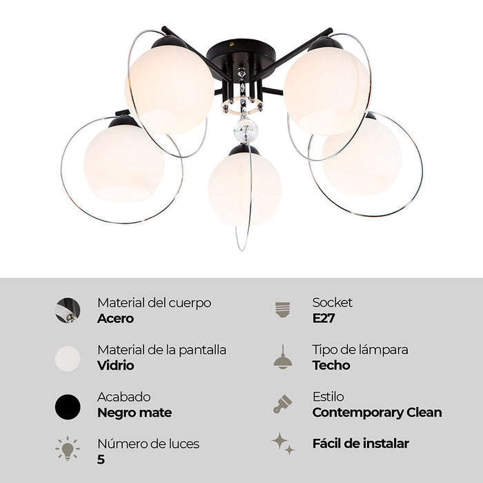 Lámpara de Techo Contemporary Clean Blanco E27 40w 5 Luces