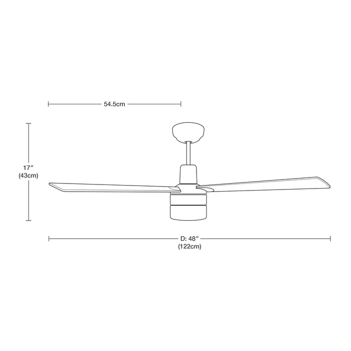 Ventilador De Techo 48" Blanco 1L E27 60W Con Control De Pared