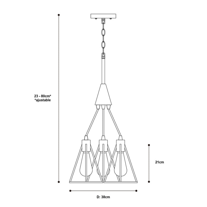 Lámpara Colgante Inlite  Color Bronce de 3 Luces
