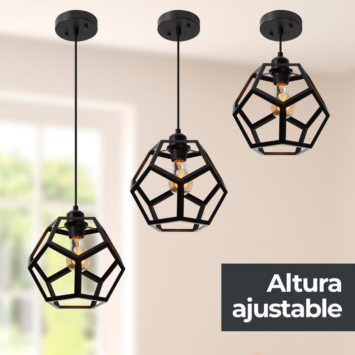 32156-2 Lámpara Colgante Negro Mate E27 60w 1 Luz