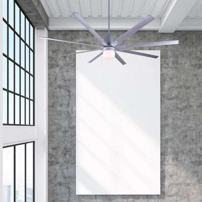 VENTILADOR LED DE TECHO 96" NÍQUEL SATINADO 1L 60W 3000K CON CONTROL REMOTO (DC MOTOR)