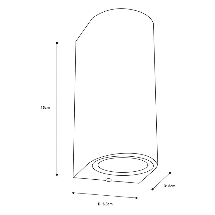 Aplique Pared Exteriores Cilíndrico Negro 3e Led Integrado 2