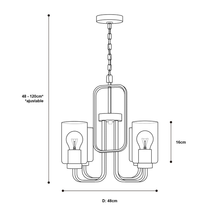 Lámpara Empotrable Color Oro 60 W de 4 luces