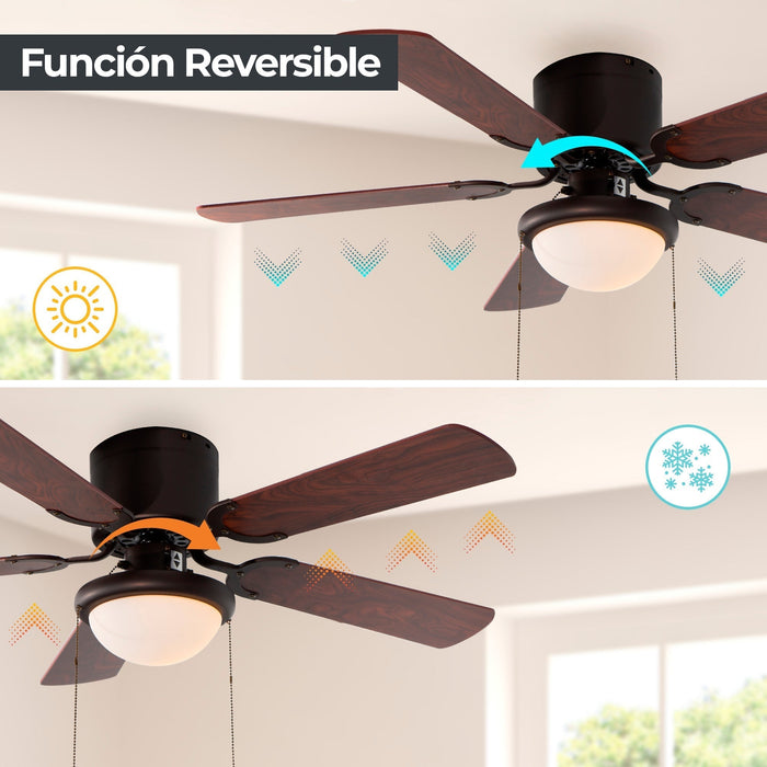 Ventilador 42" E27 1Luz 60W Acabado Chocolate