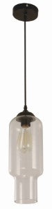 Lámpara Colgante, Negro y Transparente, 1 Luz, 60W, E27