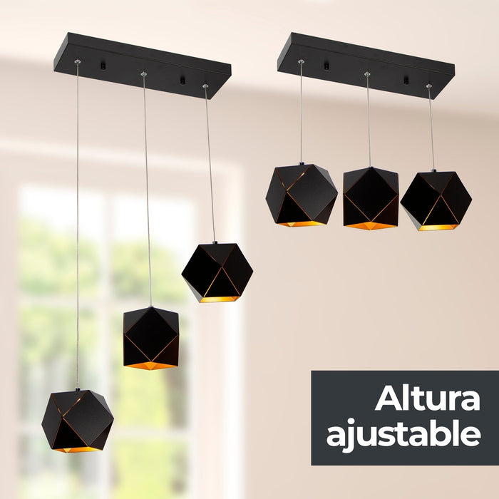 Lámpara Colgante LED Moderno Negro Luz Cálida  12w