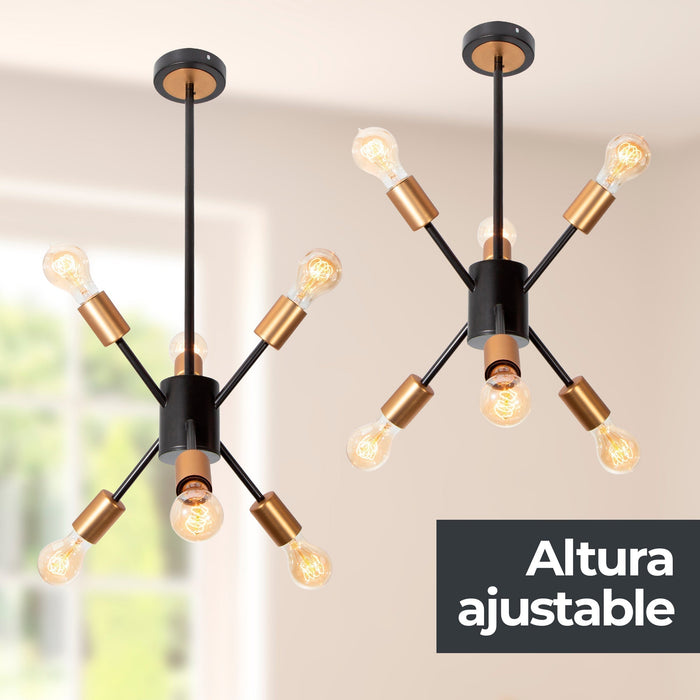 Lámpara Colgante Negro y Bronce 6 Luces  E27 40w