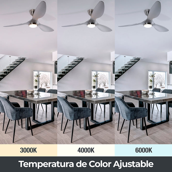 Ventilador LED 52" Níquel Satinado 20W Incluye Control Remoto