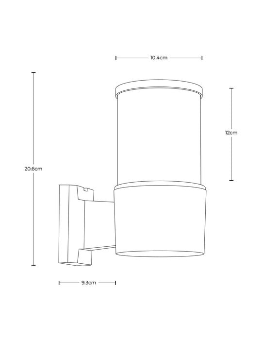 Aplique de pared exterior, IP44, negro, 10W, E27, 1 luz