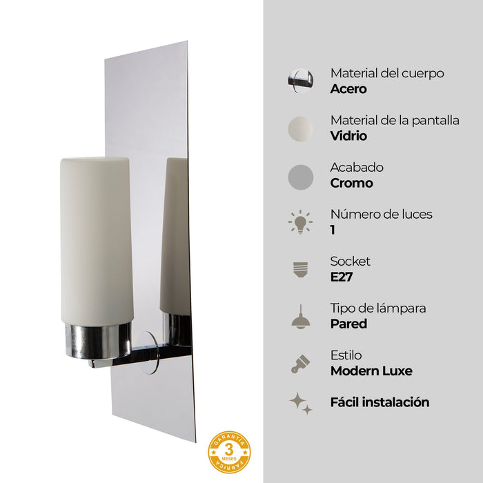 Lámpara de Pared Cromo E27 60W 1 Luz