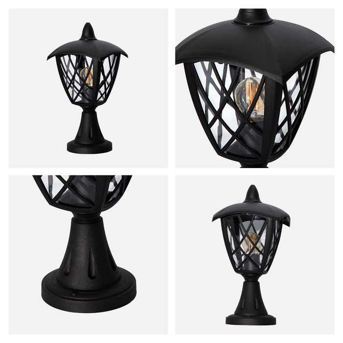 Lámpara de poste exterior IP44, 1 luz E27, acabado negro, 10W