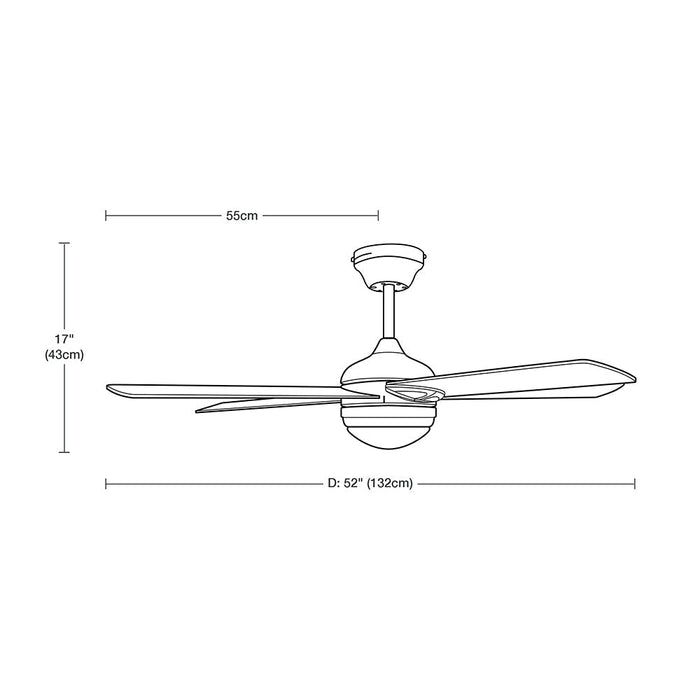 Ventilador De Techo 52" 5 Aspas 1L E27 Con Control De Cadena.