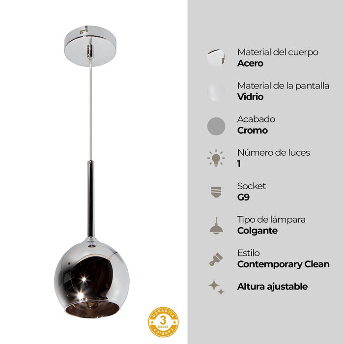 Lámpara Colgante Cromo 1L G9 40W
