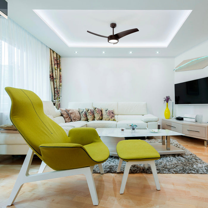 Ventilador LED De Techo 42" Chocolate 18W Con Control Remoto