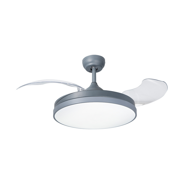 Ventilador De Techo Retráctil 42", Luz LED, Gris Mate, 3 Aspas, 6 Velocidades