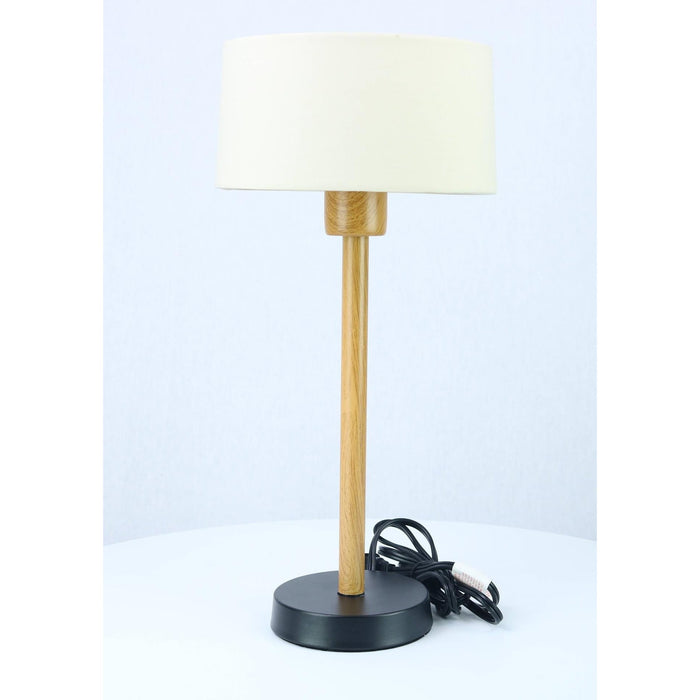 LAMP. MESA NEGRO Y MADERA 1L E27 10W