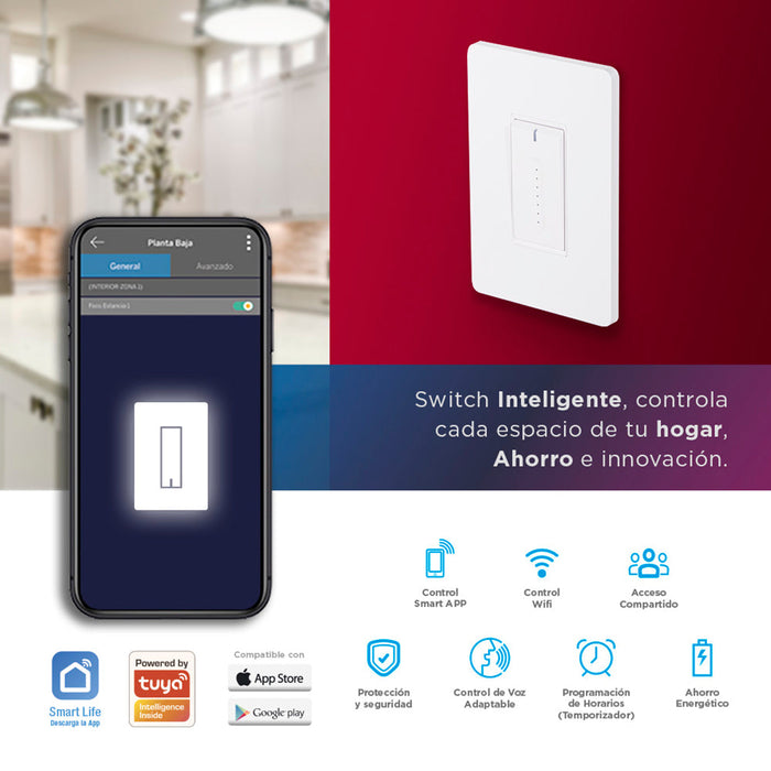 Interruptor inteligente regulable con sensor de brillo y encendido y apagado