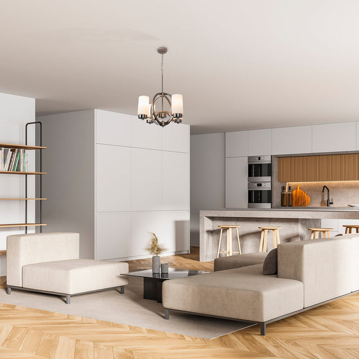 Lámpara Colgante  Transicional Níquel Satinado E27 40W 4 Luces