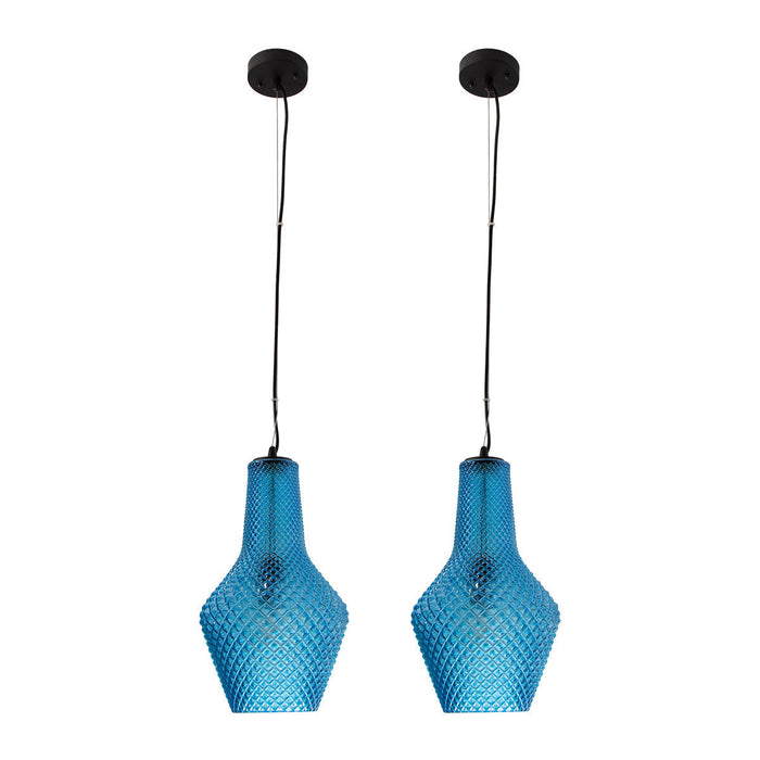 Kit 2 Lámpara Colgante Azul Turquesa E27 40w 1 Luz