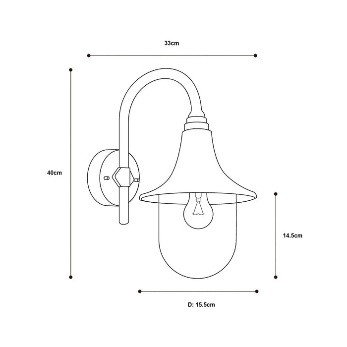 Aplique Pared Exteriores Farol Negro 60w E27 1 Luz