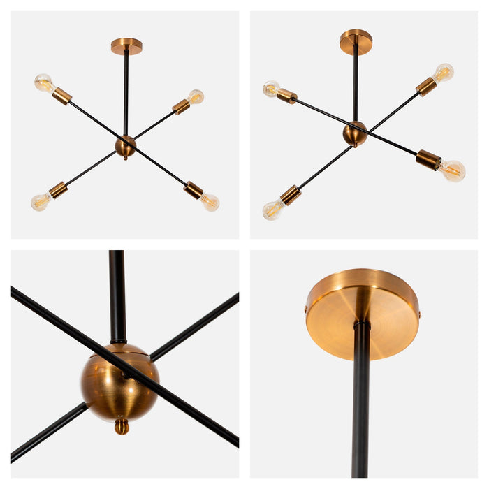 Lámpara Colgante Moderno Bronce 60w E27 4 Luces