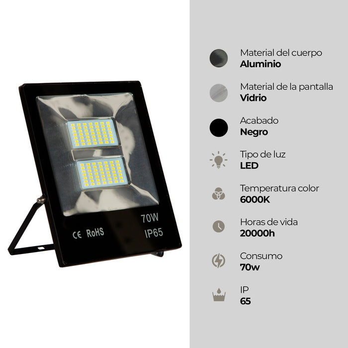 Lámpara Reflectora LED Exterior Arquitectonico 70w Luz Calida 6000k